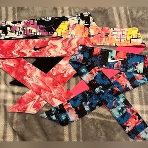 Nike Bundle of 4 Adjustable Tie Headbands - 2 are reversible